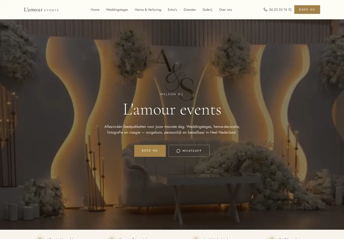 L'amour Events website