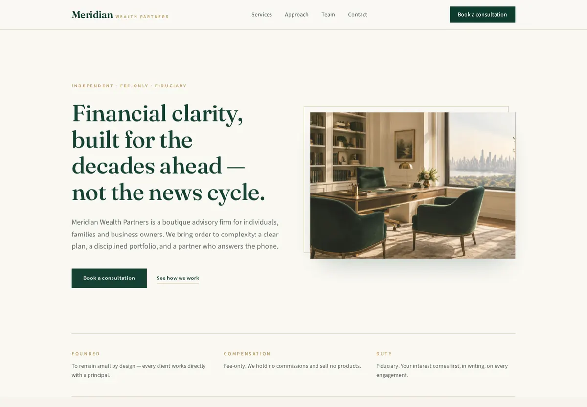 Meridian Wealth Partners website